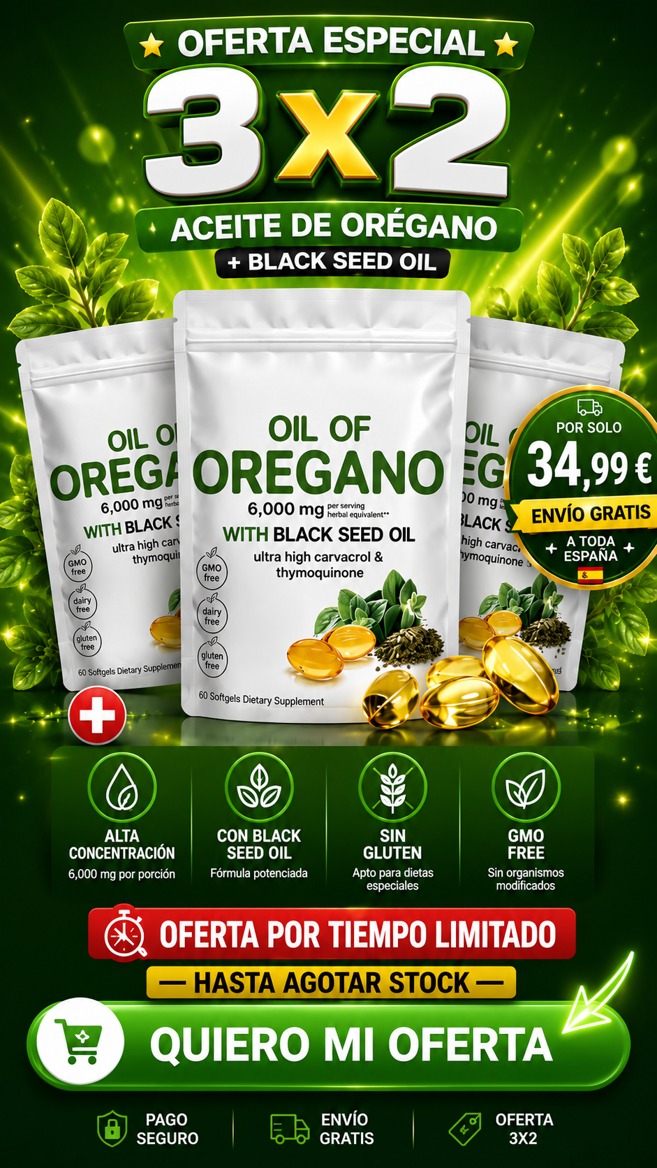 CÁPSULAS BLANDAS DE ACEITE DE ORÉGANO - OREGAN PRO (3X2 OFERTA)